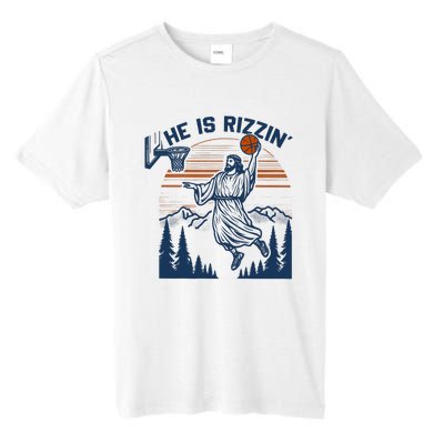 He Is Rizzin Funny Jesus Playing Basketball Tall Fusion ChromaSoft Performance T-Shirt