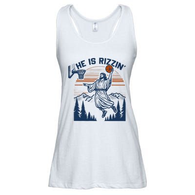 He Is Rizzin Funny Jesus Playing Basketball Ladies Essential Flowy Tank