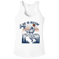 He Is Rizzin Funny Jesus Playing Basketball Ladies PosiCharge Competitor Racerback Tank