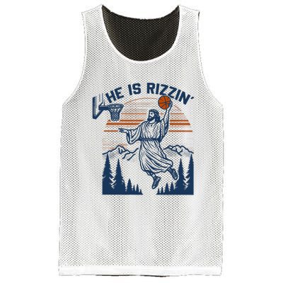 He Is Rizzin Funny Jesus Playing Basketball Mesh Reversible Basketball Jersey Tank