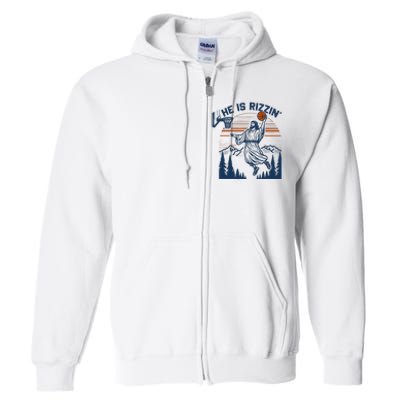 He Is Rizzin Funny Jesus Playing Basketball Full Zip Hoodie