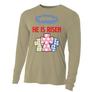 He Is Risen Jesus Christ Resurrection Happy Easter Day Cooling Performance Long Sleeve Crew