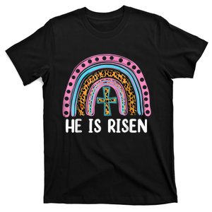 He Is Risen Leopard Rainbow Jesus Christian Happy Easter Day T-Shirt