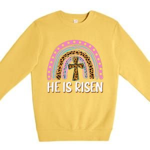 He Is Risen Leopard Rainbow Christian Jesus Happy Easter Day Premium Crewneck Sweatshirt