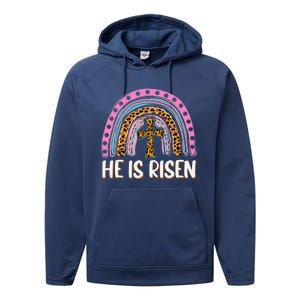 He Is Risen Leopard Rainbow Christian Jesus Happy Easter Day Performance Fleece Hoodie