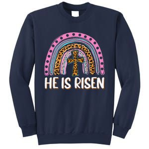 He Is Risen Leopard Rainbow Christian Jesus Happy Easter Day Sweatshirt