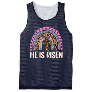 He Is Risen Leopard Rainbow Christian Jesus Happy Easter Day Mesh Reversible Basketball Jersey Tank