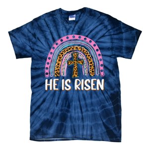 He Is Risen Leopard Rainbow Christian Jesus Happy Easter Day Tie-Dye T-Shirt