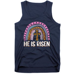 He Is Risen Leopard Rainbow Christian Jesus Happy Easter Day Tank Top