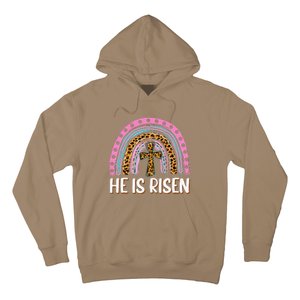 He Is Risen Leopard Rainbow Christian Jesus Happy Easter Day Hoodie