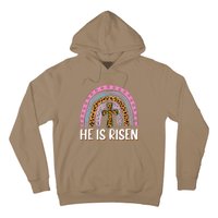 He Is Risen Leopard Rainbow Christian Jesus Happy Easter Day Hoodie