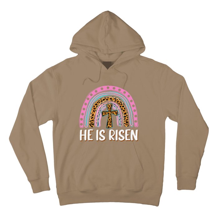 He Is Risen Leopard Rainbow Christian Jesus Happy Easter Day Hoodie