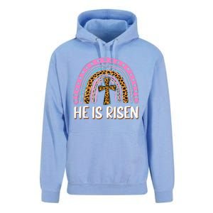 He Is Risen Leopard Rainbow Christian Jesus Happy Easter Day Unisex Surf Hoodie