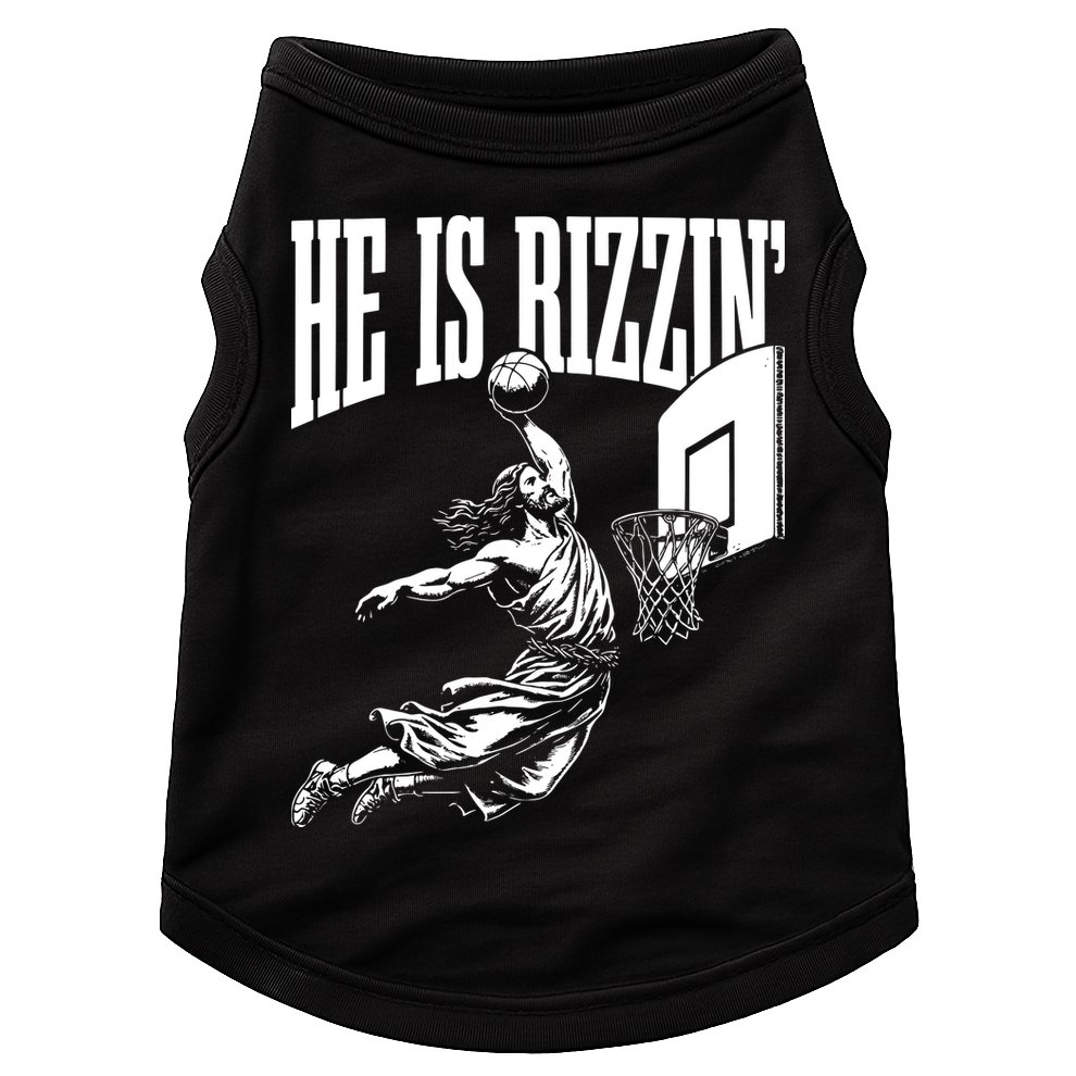 He Is Rizzin Funny Jesus Basketball Meme Doggie Tank