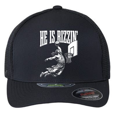 He Is Rizzin Funny Jesus Basketball Meme Flexfit Unipanel Trucker Cap