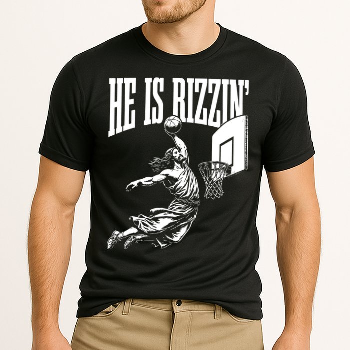 He Is Rizzin Funny Jesus Basketball Meme Cooling Performance Crew T-Shirt