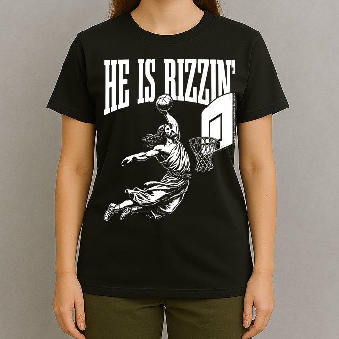 He Is Rizzin Funny Jesus Basketball Meme T-Shirt