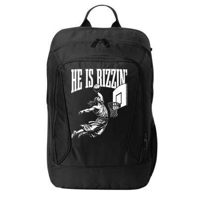 He Is Rizzin Funny Jesus Basketball Meme City Backpack