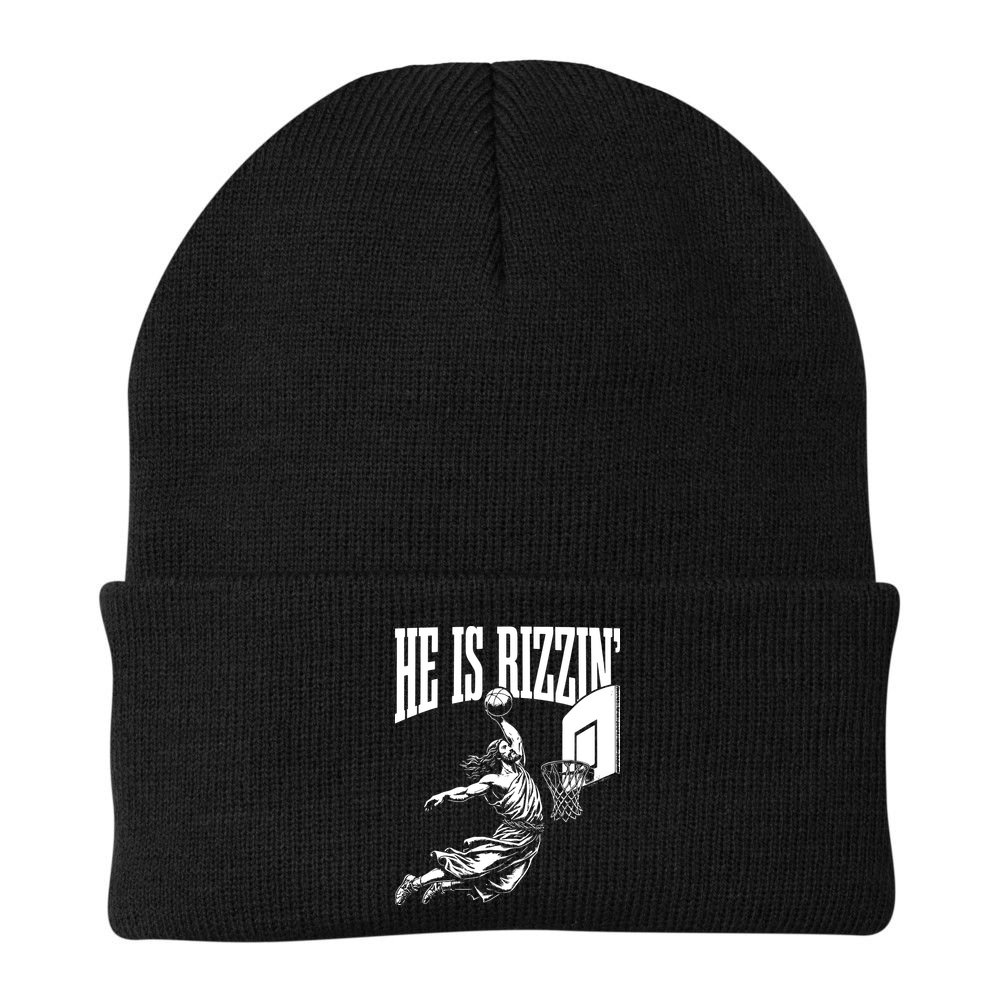 He Is Rizzin Funny Jesus Basketball Meme Beanie
