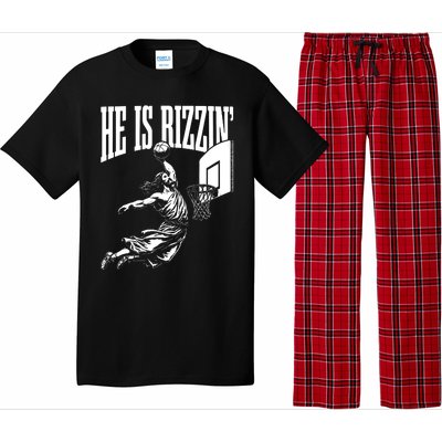 He Is Rizzin Funny Jesus Basketball Meme Pajama Set