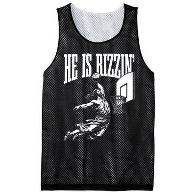 He Is Rizzin Funny Jesus Basketball Meme Mesh Reversible Basketball Jersey Tank