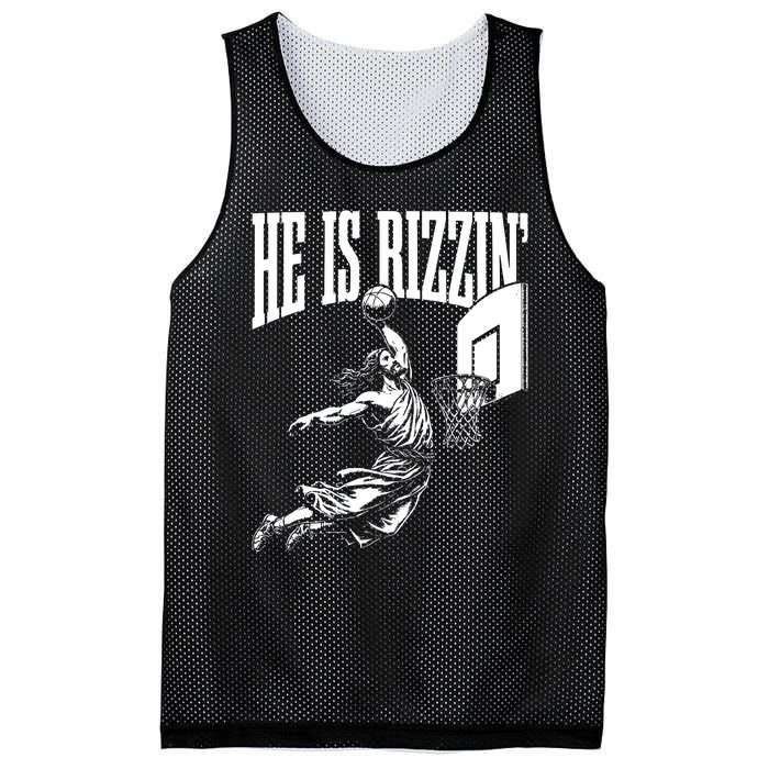 He Is Rizzin Funny Jesus Basketball Meme Mesh Reversible Basketball Jersey Tank