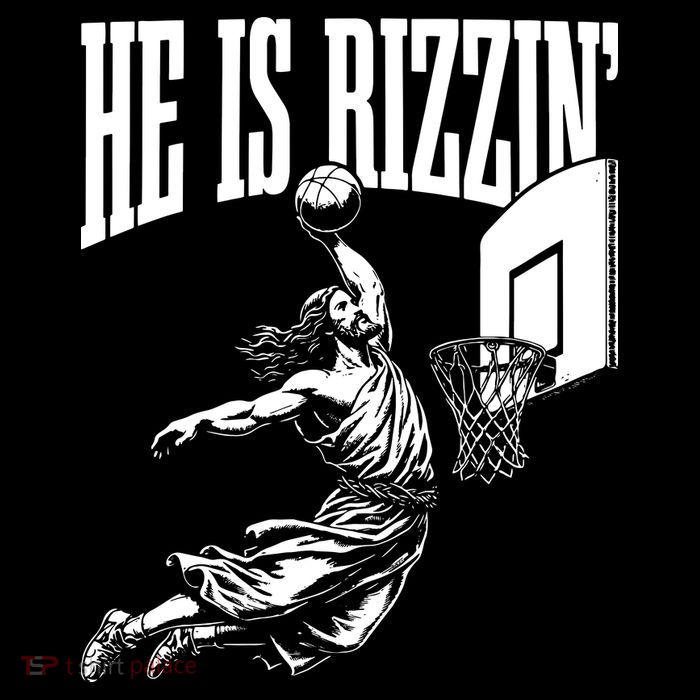 He Is Rizzin Funny Jesus Basketball Meme Poster