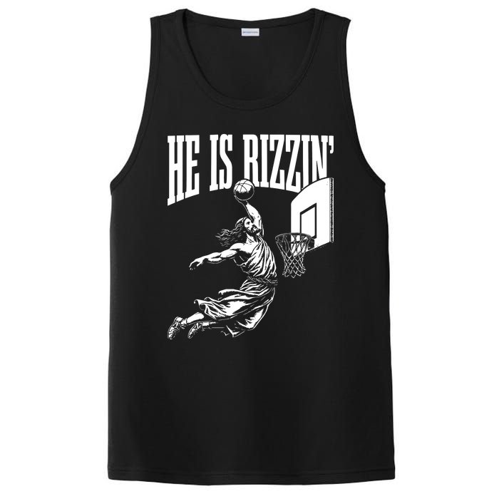 He Is Rizzin Funny Jesus Basketball Meme PosiCharge Competitor Tank