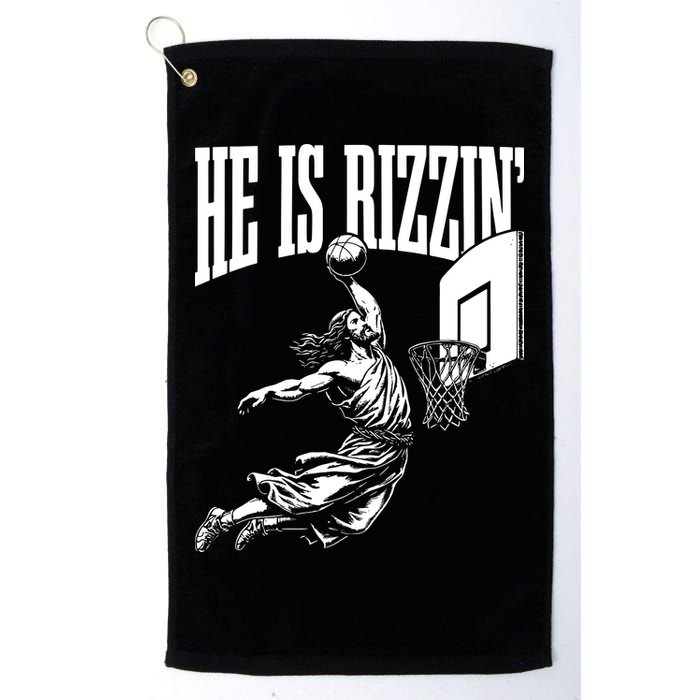 He Is Rizzin Funny Jesus Basketball Meme Golf Towel