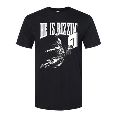 He Is Rizzin Funny Jesus Basketball Meme Softstyle CVC T-Shirt