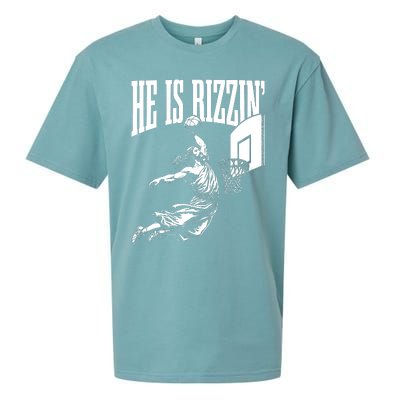 He Is Rizzin Funny Jesus Basketball Meme Sueded Cloud Jersey T-Shirt