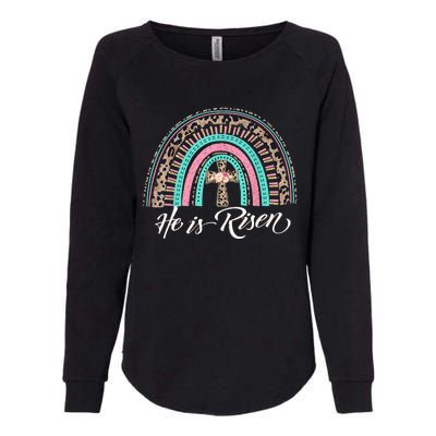 He Is Risen Christian Easter Rainbow Leopard Mom Gift Womens California Wash Sweatshirt