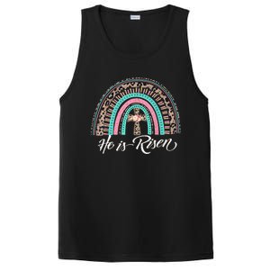 He Is Risen Christian Easter Rainbow Leopard Mom Gift PosiCharge Competitor Tank