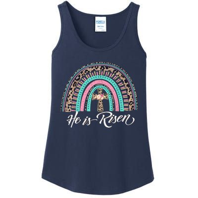 He Is Risen Christian Easter Rainbow Leopard Mom Gift Ladies Essential Tank