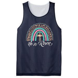 He Is Risen Christian Easter Rainbow Leopard Mom Gift Mesh Reversible Basketball Jersey Tank