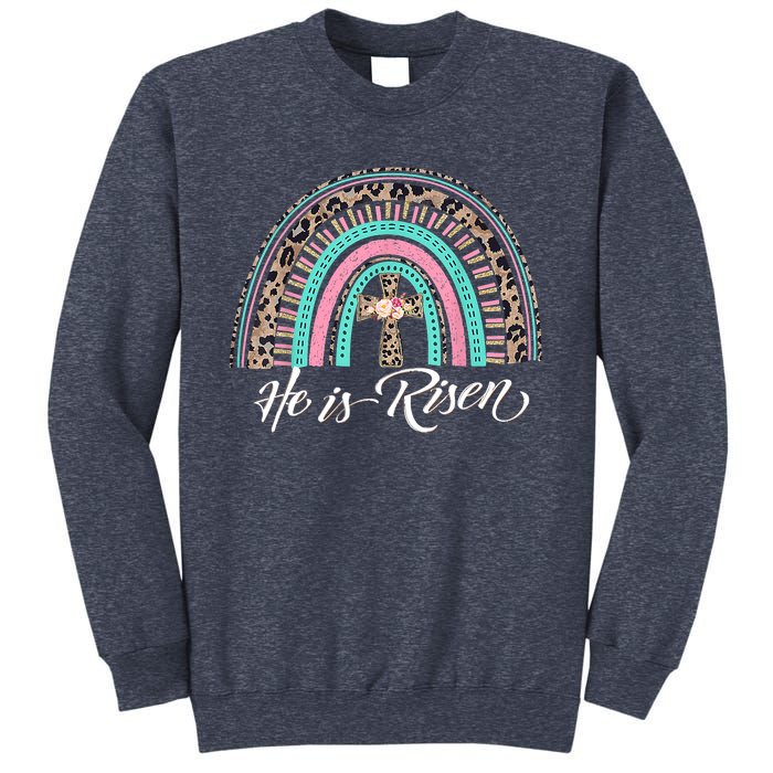 He Is Risen Christian Easter Rainbow Leopard Mom Gift Sweatshirt