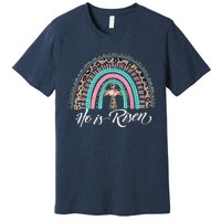 He Is Risen Christian Easter Rainbow Leopard Mom Gift Premium T-Shirt