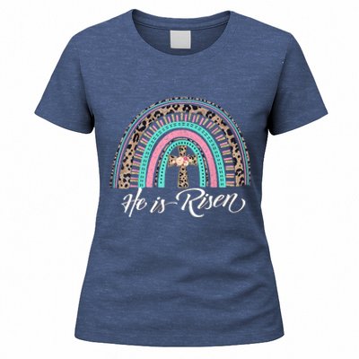 He Is Risen Christian Easter Rainbow Leopard Mom Gift Women's T-Shirt