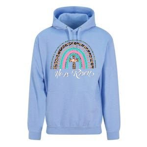 He Is Risen Christian Easter Rainbow Leopard Mom Gift Unisex Surf Hoodie