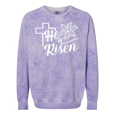 He Is Risen Easter Jesus Cross Colorblast Crewneck Sweatshirt