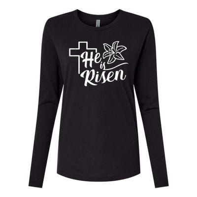 He Is Risen Easter Jesus Cross Womens Cotton Relaxed Long Sleeve T-Shirt