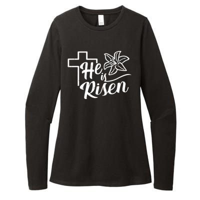 He Is Risen Easter Jesus Cross Womens CVC Long Sleeve Shirt