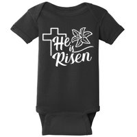 He Is Risen Easter Jesus Cross Baby Bodysuit