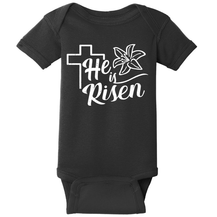 He Is Risen Easter Jesus Cross Baby Bodysuit