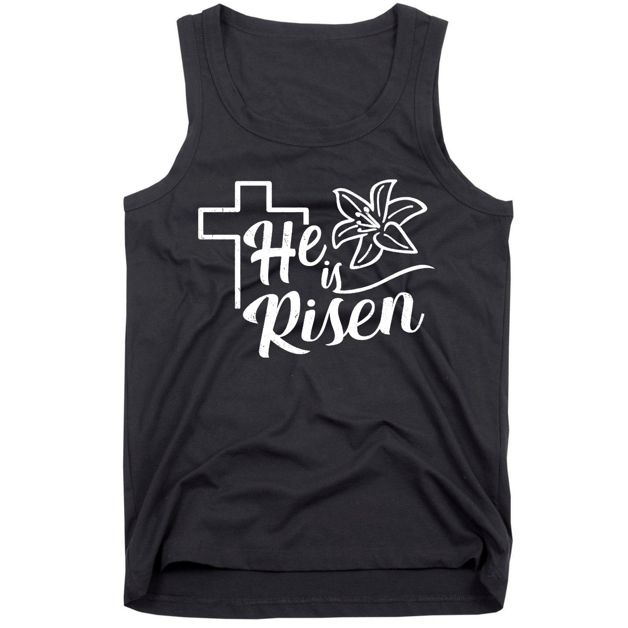 He Is Risen Easter Jesus Cross Tank Top