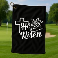 He Is Risen Easter Jesus Cross Golf Towel