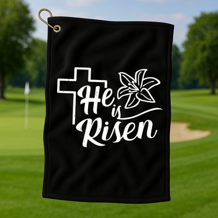 He Is Risen Easter Jesus Cross Golf Towel