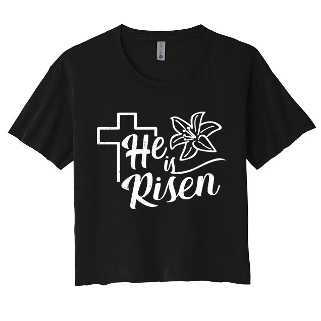 He Is Risen Easter Jesus Cross Crop Top