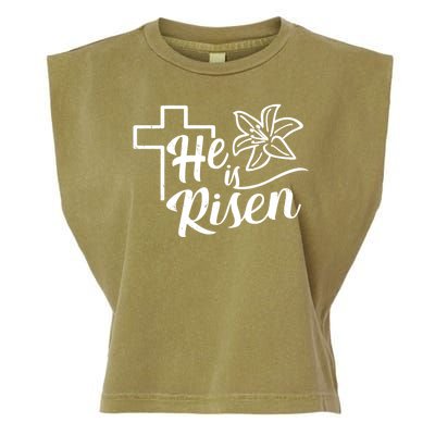 He Is Risen Easter Jesus Cross Garment-Dyed Women's Muscle Tee