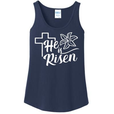 He Is Risen Easter Jesus Cross Ladies Essential Tank